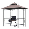 8' x 5' Grill Gazebo Double Tiered Tent Pavilion Grill Canopy Garden Sun Shade with 2-Tires Shelf