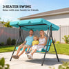 3-Seater Outdoor Porch Swing with Adjustable Canopy, Patio Swing Chair for Garden, Poolside, Backyard, Teal