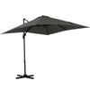 8' x 8' Square Patio Hanging Offset Umbrella with 360° Rotation, Aluminum Outdoor Cantilever Parasol with Crank & Tilt, Sun Canopy Shelter with Cross Base, Grey