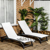 Outdoor Lounge Chair Set of 2, Tanning Chair with Wheels, Breathable Mesh for Patio, Backyard, Poolside