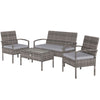 4 Pieces Patio Furniture Set with A Loveseat, Two Armchairs and A Coffee Table, Outdoor Conversation Set