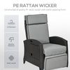 Wicker Recliner Chair with Adjustable Backrest and Footrest, Washable Cushion, Side Tray
