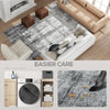 Area Rug for Living Room 9x12, Modern Abstract Machine Washable Rug, Non-Slip Carpet for Bedroom, Dining Room, Grey