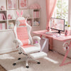 Cute Racing Gamer Chair, PU Leather Gaming Chair with Footrest, Headrest and Lumbar Support