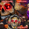 5.6 ft Animated Grim Reaper, Life-Size Halloween Animatronic with Moving Hands/Head, Glowing Eyes, Creepy Sound
