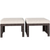 2 Pieces Wicker Outdoor Ottomans with Removable Cushions, Rattan Outdoor Seating, Footrest and Side Table, Khaki