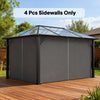 Gazebo Curtains, 10' x 13' Universal Replacement Privacy Curtain, 4-Panels Sidewall with Hooks/C-Rings, Grey