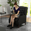 Faux Leather Accent Chair with Thick Padding for Living Room, Bedroom, Home Office, Black