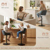 Bar Stools Set of 2, Swivel Counter Height Barstools with Back, Footrest, Armrests, Adjustable Height, Light Grey
