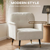 Accent Chair Modern Tufted with Metal Legs Upholstered Reading Armchair for Living Room Cream White