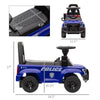 Kids Ride On Sliding Car with Hidden Under Seat Storage, Ride On Police Car for Toddler with Megaphone, Anti Dumping Device, Removable Backrest, Foot-to-Floor Design, Blue