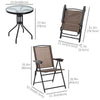 Folding Outdoor Bistro Set, Patio Table and Chairs with Reclining Backrest and Round Dining Table, Brown