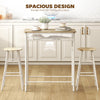 3 Piece Counter Height Bar Table Set with 1 Table, 2 Matching Stools, Dining Table Set with Storage Shelf and Metal Frame Footrest, White and Oak