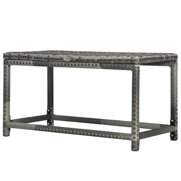 Patio Rattan End Table, Outdoor Side Table with Full Woven Table Top for Garden, Balcony, Mixed Grey
