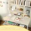 Qaba Kids Desk and Chair Set with Tilt Desktop, Adjustable Height, Drawer and Shelves for Boys Girls Ages 3-12, Grey