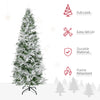 7.5 Feet Pencil Snow Flocked Artificial Christmas Tree with 880 Realistic Cypress Branches, Auto Open, Green