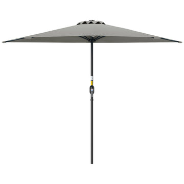 9ft Half Round Umbrella Outdoor Patio Garden Balcony Parasol Window Sun Shade w/ 5 Ribs Light Grey