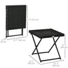 Patio Wicker Coffee Table, Outdoor PE Rattan Garden Folding Side Table, 15.75
