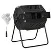 43 Gallon (160L) Tumbling Compost Bin Outdoor Dual Chamber 360° Rotating Composter with Sliding Doors, Solid Steel Frame and Gloves, Black