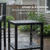 Outdoor Coffee Table 2-Tier Patio Coffee Table with Storage Shelf, Adjustable Feet for Garden Balcony Poolside Black