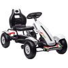 Aosom Pedal Go Kart for Kids, Pedal Car with Adjustable Bucket, Handbrake, 4 Rubber Wheels Powered Ride, White