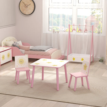 3-Piece Kids Table and Chair Set with Animal Pattern for Boys and Girls Aged 3-8, Bedroom, Nursery, Playroom, Green