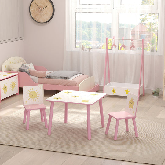 3-Piece Kids Table and Chair Set with Animal Pattern for Boys and Girls Aged 3-8, Bedroom, Nursery, Playroom, Green
