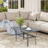 Outdoor Side Table with Slatted Tabletop, Metal Patio Coffee Table for Garden, Balcony, Dark Grey