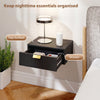 Modern Floating Nightstands Set of 2, Wall Mounted Bedside Tables with Wave Drawer White