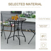 Mosaic Patio Table, Round Coffee Table with Metal Frame, Garden Furniture for Outdoor, Poolside, Black