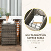 3 Pieces Wicker Patio Furniture Set, Rattan Bistro Set with Storage Coffee Table and Thickened Cushions, Outdoor Conversation Set for Garden, Porch, Balcony, Beige