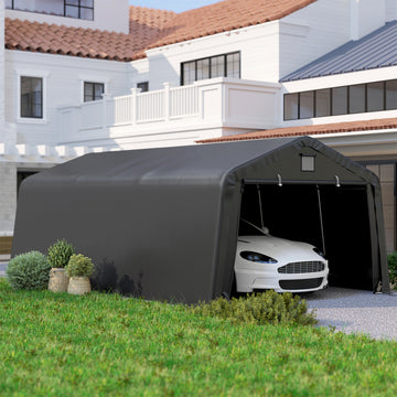 12' x 20' Portable Garage, Heavy Duty Carport Canopy with Ventilation Windows and Large Roll-up Door