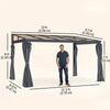 10' x 13' Outdoor Hardtop Pergola Gazebo with Polycarbonate Roof, UV Protection Sun Shelter with Curtains for Garden, Patio and Outdoor Events
