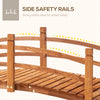 6FT Wooden Garden Bridge Classic Arc Footbridge with Guardrails for Stream Pond Walkway, Orange