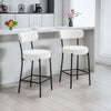Set of 2 Barstools, Upholstered Bar Stools with Backrest, Footrest for Kitchen Island, Dining Room, Cream White