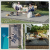 Portable Outdoor Rug with Carrying Bag, 9' x 18' Reversible Mat, Waterproof Plastic Straw RV Rug, Black and Grey
