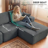 2-in-1 Modular Sectional Sofa, Boneless L Shaped Couch Sofa Bed