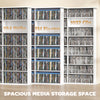 Media Storage Cabinet, 8-Tier DVD Shelf with 18 Adjustable Shelves, Holds 1032 CDs, 594 DVDs or Blu-rays, White