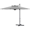 10 FT Cantilever Umbrella, Aluminum Hanging Offset Umbrella with 360°Rotation, Crank, Tilt, Cross Base, Grey