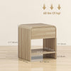 Nightstand Set of 2, Modern Bedside Table with Rounded Corners, Nightstand with Drawer and Open Shelf, Distressed White