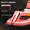 Kids Bumper Car, 6V 360° Rotation Electric Ride on Car, Twin Motors Battery Powered Toy with Music, Horn and Lights, Safety Belt, for Boys and Girls Aged 18-48 Months - Pink