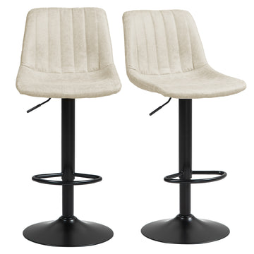 Counter Height Bar Stools Set of 2, Adjustable Height Bar Chairs with Swivel Seat, Leathaire Upholstery