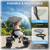 6-in-1 Toddler Tricycle for 12-50 Months, Foldable Kids Trike with Adjustable Seat and Push Handle, Safety Harness, Removable Canopy, Footrest, Grey