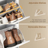 Shoe Cabinet with 2 Flip Drawers, Modern Narrow Shoe Storage Cabinet with Open Compartment, Adjustable Shelves, White