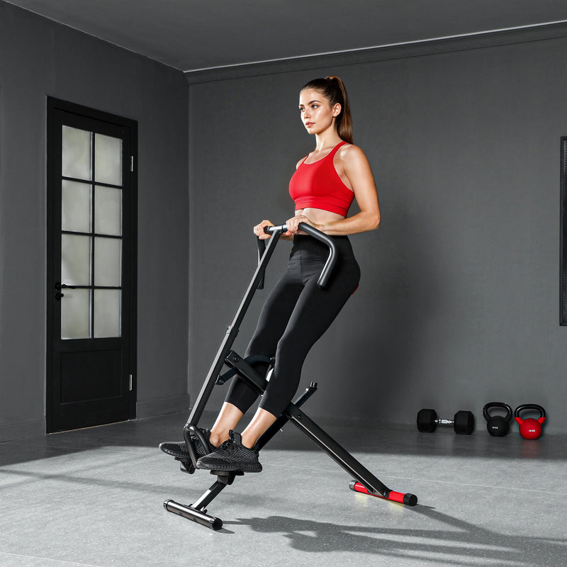 Soozier Foldable Squat Machine for Home Gym, Glute Workout Equipment for Arm, Leg and Glute Training, Red