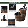 2-Tier Wooden Barrel Water Fountain with Electric Pump Cascading Feature Outdoor Indoor Decoration