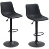 Adjustable Counter Height Bar Stools Set of 2, 360° Swivel Kitchen Counter Stools Dining Chairs with Backs, Vintage Leather, Retro Grey