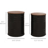 Round Side Table Set of 2, Nesting Coffee Tables w/ Wooden Lid, Metal Frame and Hidden Storage Space for Bedroom, Black
