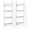 Set of 2, 4 Tier Ladder Shelf Bookcase, Multi-Use Display Rack, Storage Shelving Unit Display Stand, Flower Plant Stand, Home Office Furniture, White