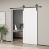 32inx84in Barn Door with 6FT Sliding Door Hardware Kit, Handle, Upgraded Rollers and Floor Guide, Waterproof, White